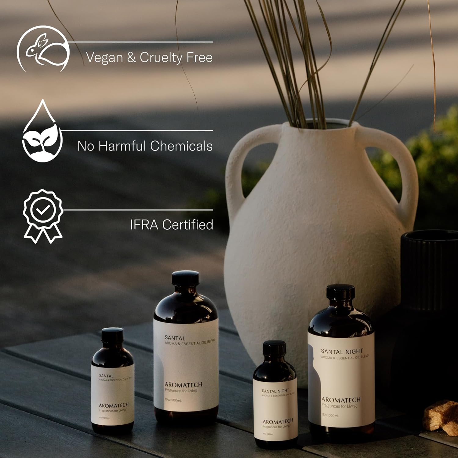 AromaTech Santal Premium Aroma Oil – Inviting & Versatile Home Fragrance with Notes of Sandalwood, Leathery Papyrus & Cardamom for Scent Diffusers, Cold-Air and UltraSonic Scent Machines – 60 mL