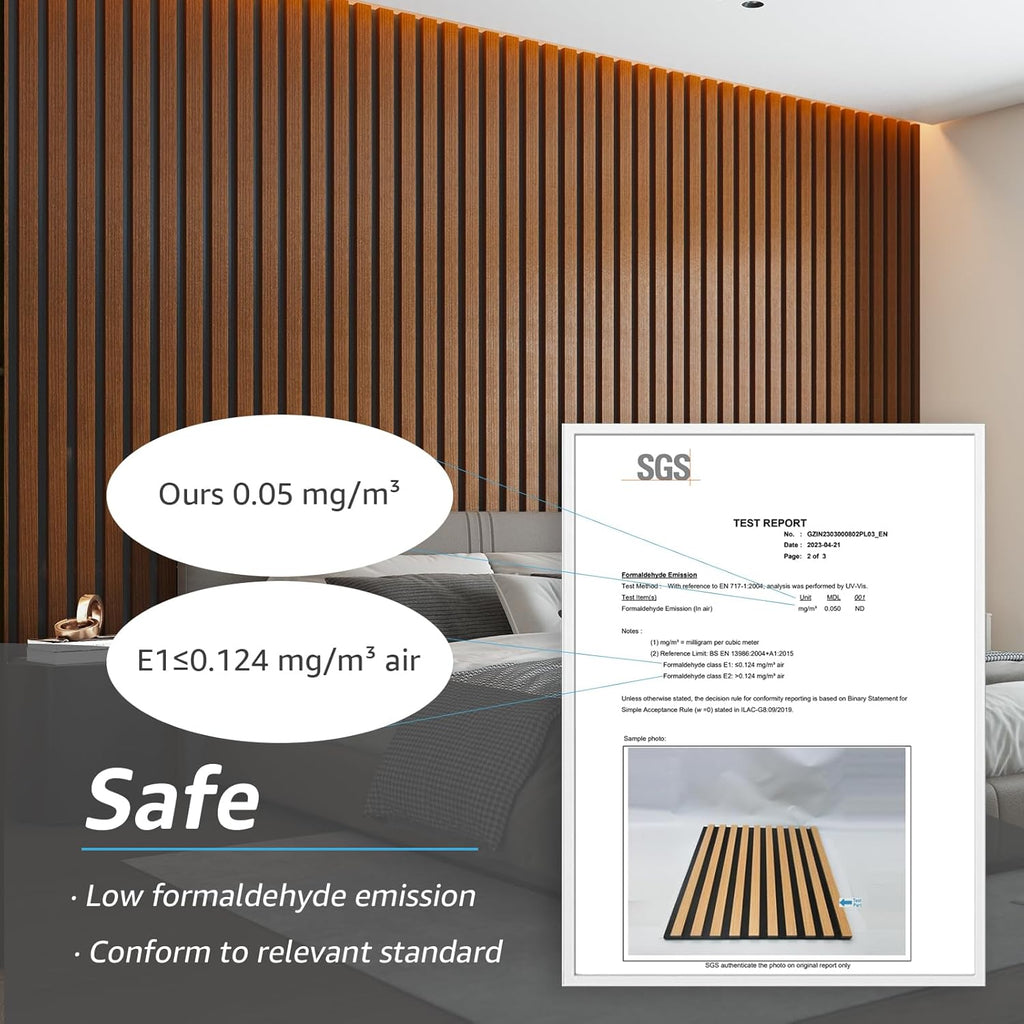 Art3d 4-Pack 94.5 x 7.9 inch Acoustic Wood Slat Wall Panels for Interior Decor, 3D Fluted Sound Absorbing Wood Paneling for Accent Wall Ceiling Kitchen Living Room Bedroom Office, Dark Walnut