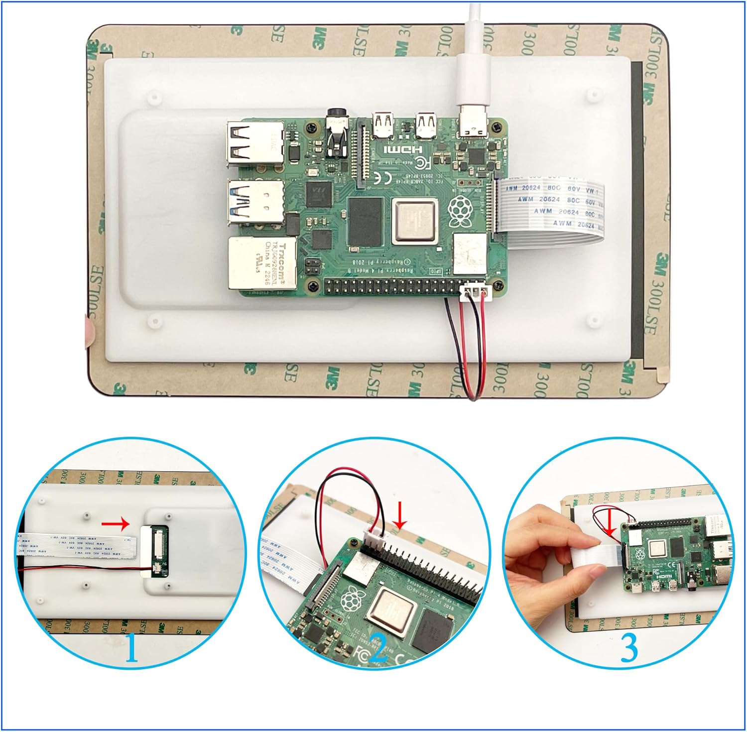 OSOYOO 7 inch DSI Touch Screen 720×1280 IPS Display, DSI Power & Video (No Extra Cables), Portrait/Landscape Rotatable Bare Screen for Raspberry Pi4B/3B+/3B/3A+/5