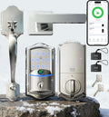 Veise VE027-H WiFi Fingerprint Smart Deadbolt Lock with Handleset, App Remote Control, Keyless Entry Front Door Lock Set, Built-in Wi-Fi, Touchscreen Keypad, Auto-Lock, Easy Setup, Satin Nickel