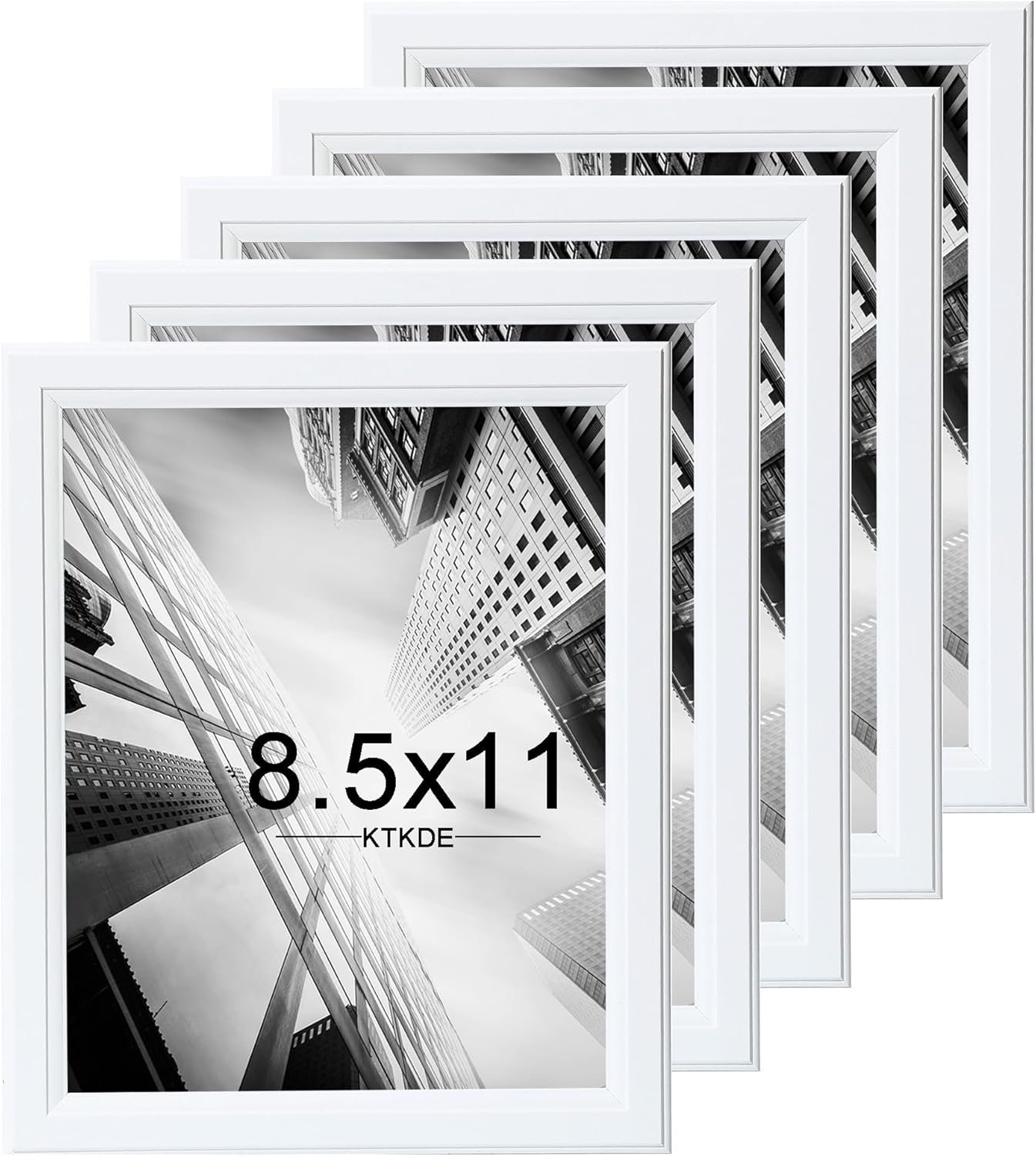 KTKDE 8.5x11 Picture Frame Set of 5,Certificate Frame White with Clear Plexiglass, 8.5 by 11 Picture Diploma Document Degree Frames for Wall and Tabletop,best gift