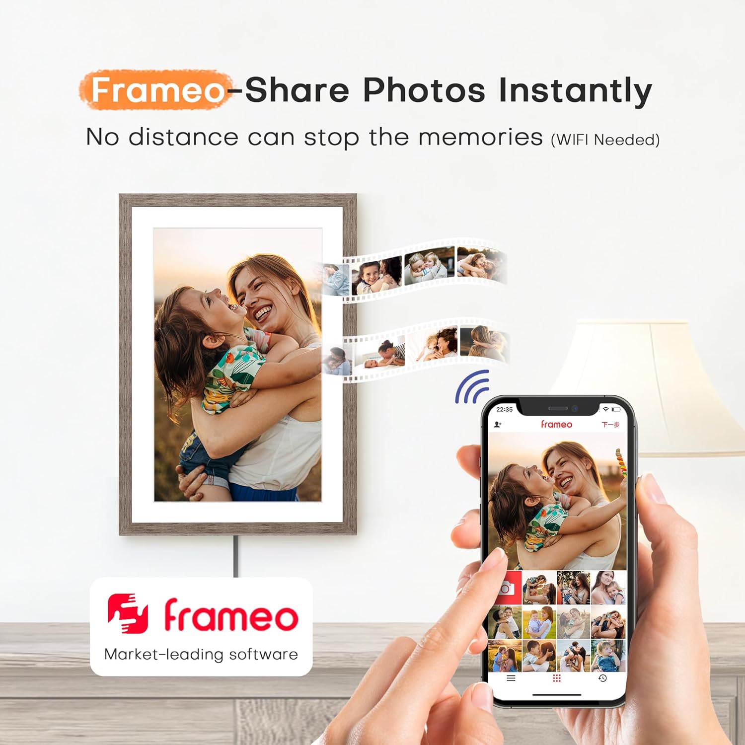 Frameo 10.1 Inch Digital Picture Frame, Digital Photo Frame WiFi, 32GB Memory, Electric Slideshow Frame, 1280 * 800 HD Touch Screen, Wall Mountable, Share Instantly, Mom Gifts, Greige