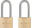 Weatherproof Padlock with Stainless Steel 304 Long Shackle and Solid Brass Body, 1-9/16 in. Wide, 2 Padlocks Keyed Alike, Marine Grade Rustproof Lock for Outdoors Use YNBSP240