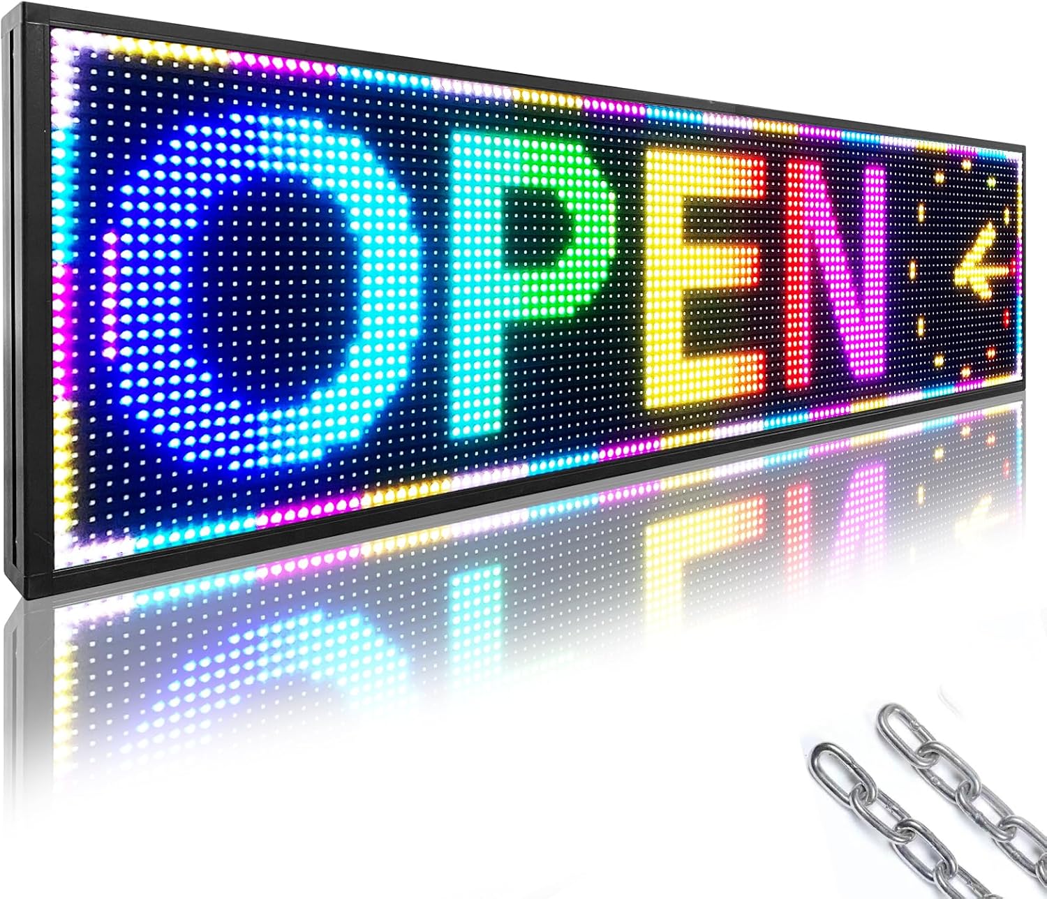 P10 Outdoor RGB Full Color WiFi Programmable Bright LED Scrolling Message Display Board 65”x14” Led Sign, Led Digital Sign Board, Perfect Solution for Store Advertising