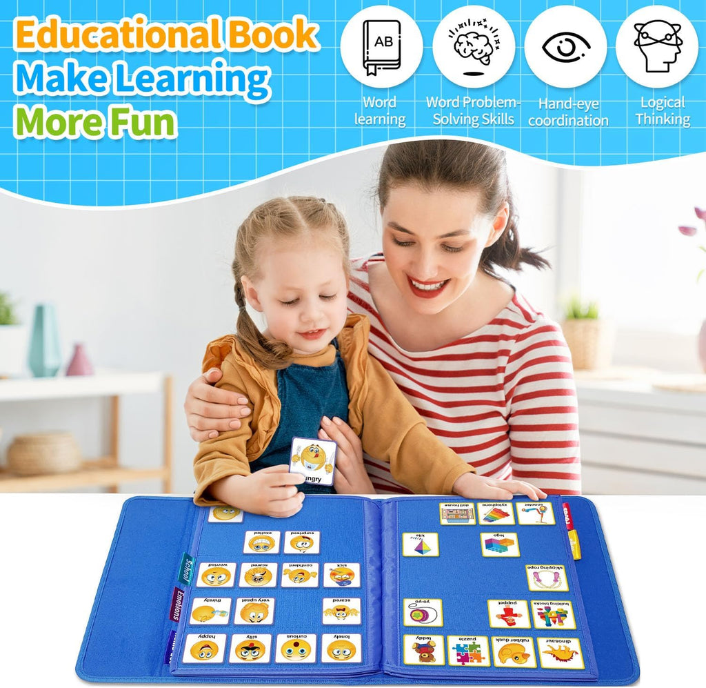 Visual Communication Book, Nonverbal Communication Board, Autism Language Vocabulary Learning Materials, Speech Articulation Therapy Cue Cards for Kids, Toddler Behavior Book for Home School