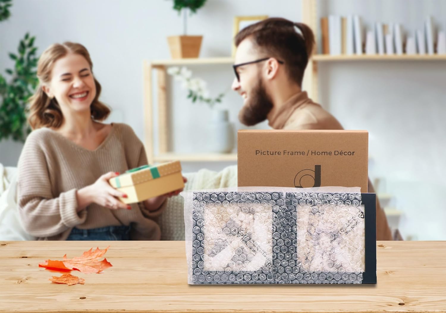 Double 4x4 Square Combo, Black Wood Picture Frame, 3.5x3.5 Opening Foldable Photo Frame on Table-top or Wall