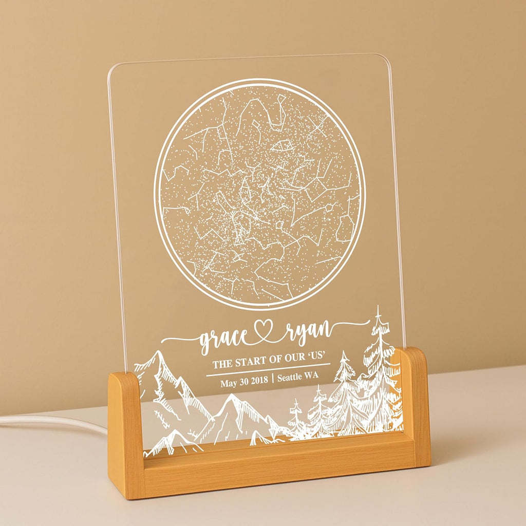 NAZENTI Personalized Star Map Frame with Light, The Night We Met Lamp, Custom Couple Gifts, Anniversary Present Gift for Couple, Valentine Day Gifts for Girlfriend Boyfriend, Meaningful Gift for Him