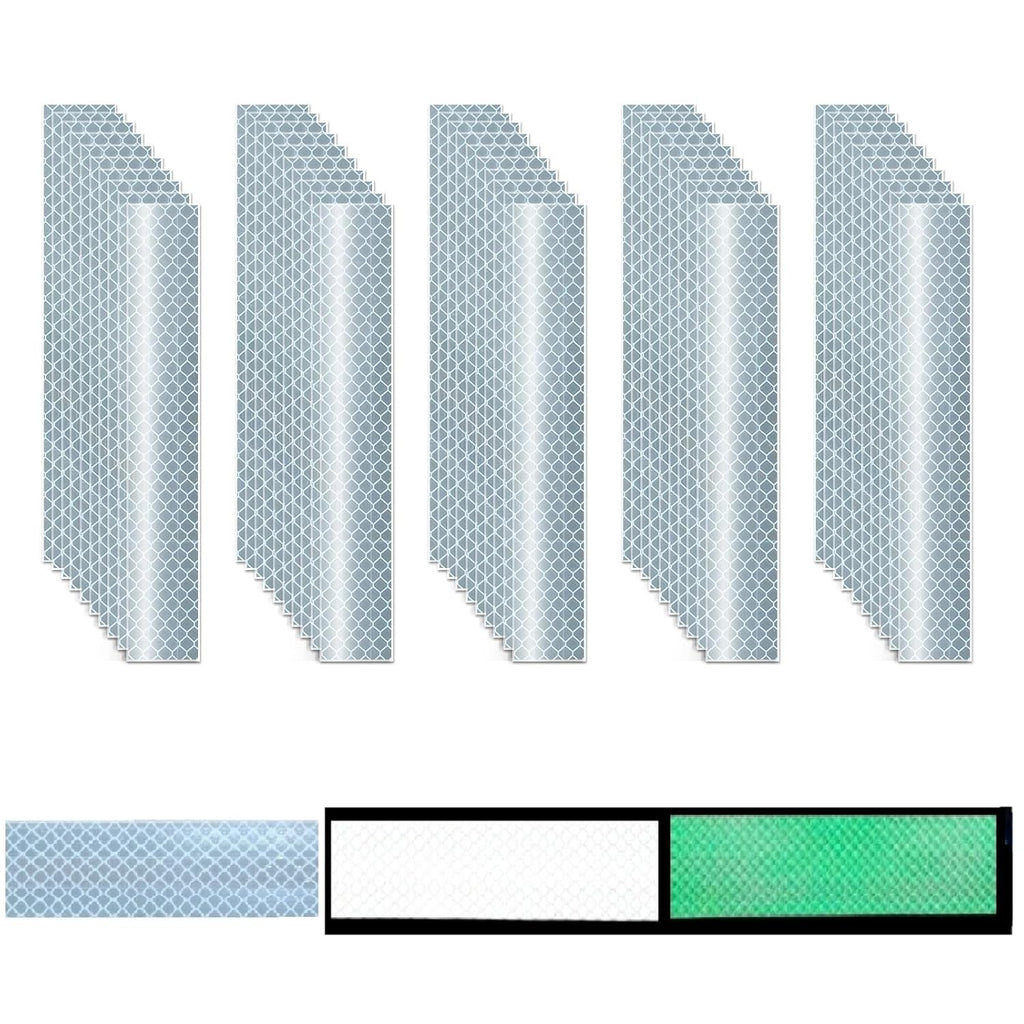 Glow in The Dark Reflective Stickers 1 inch X 6 inch for Truckskes, Warning Strong Safety Adhesive Reflective Strips (50 Pcs)
