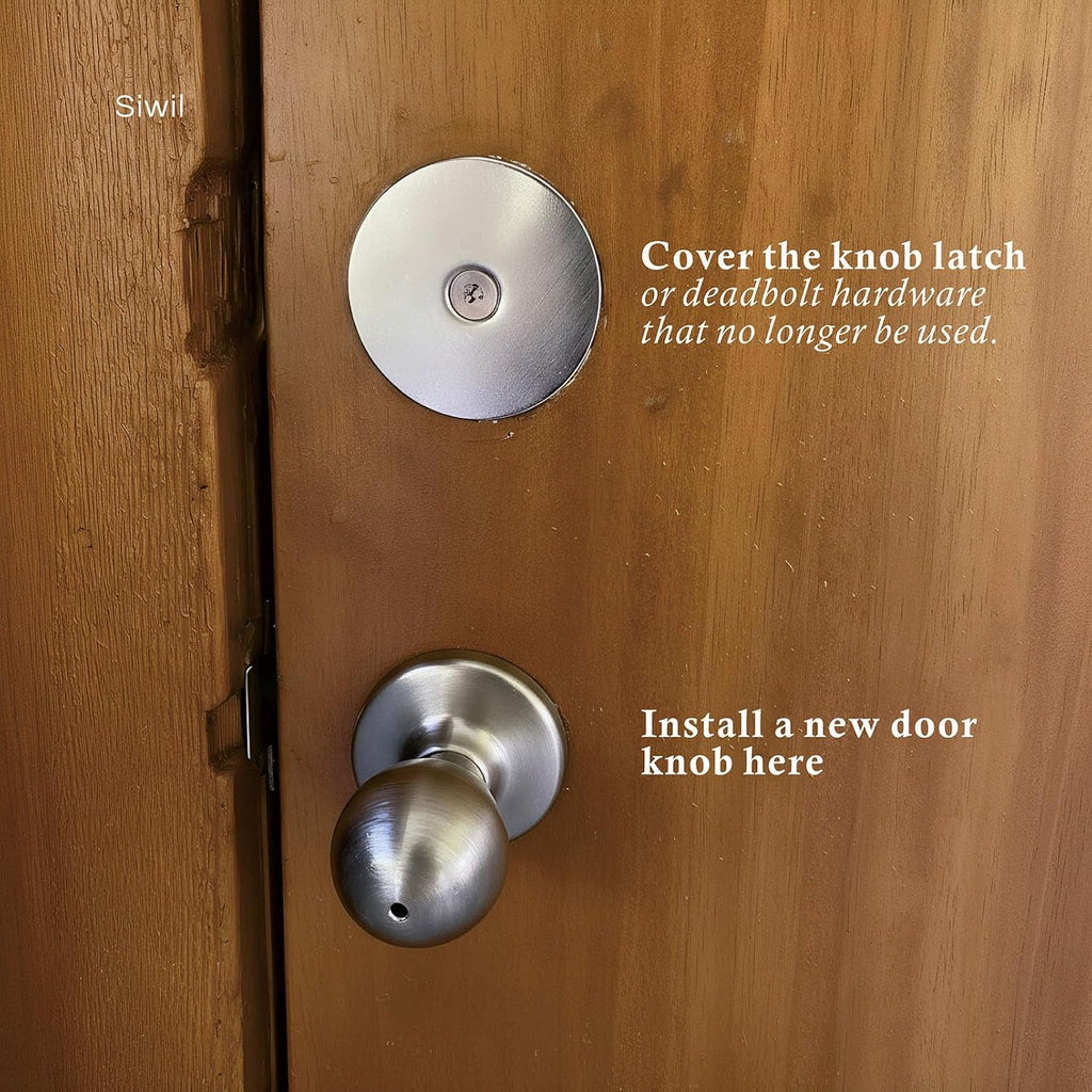 Door Hole Cover Plate, 2-5/8" Diameter Solid Steel, Hole Filler Plate (2, Satin Nickel)