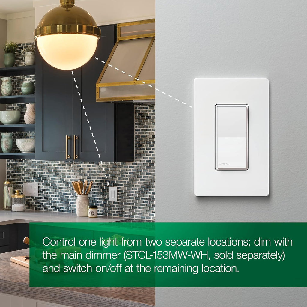 Lutron Sunnata Touch Dimmer Switch with LED+ Advanced Technology for LED and Incandescent, 3 Way/Multi Location, STCL-153MS-WH, White (6 Pack)