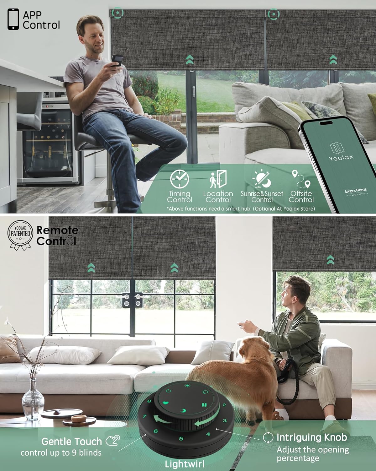 Yoolax Motorized Blinds with Remote, Smart Blinds for Windows Blackout Automatic Shades Compatible with Alexa Remote Control Roller Window Shades with Valance, Custom Size (V-Canyon Black Brown)