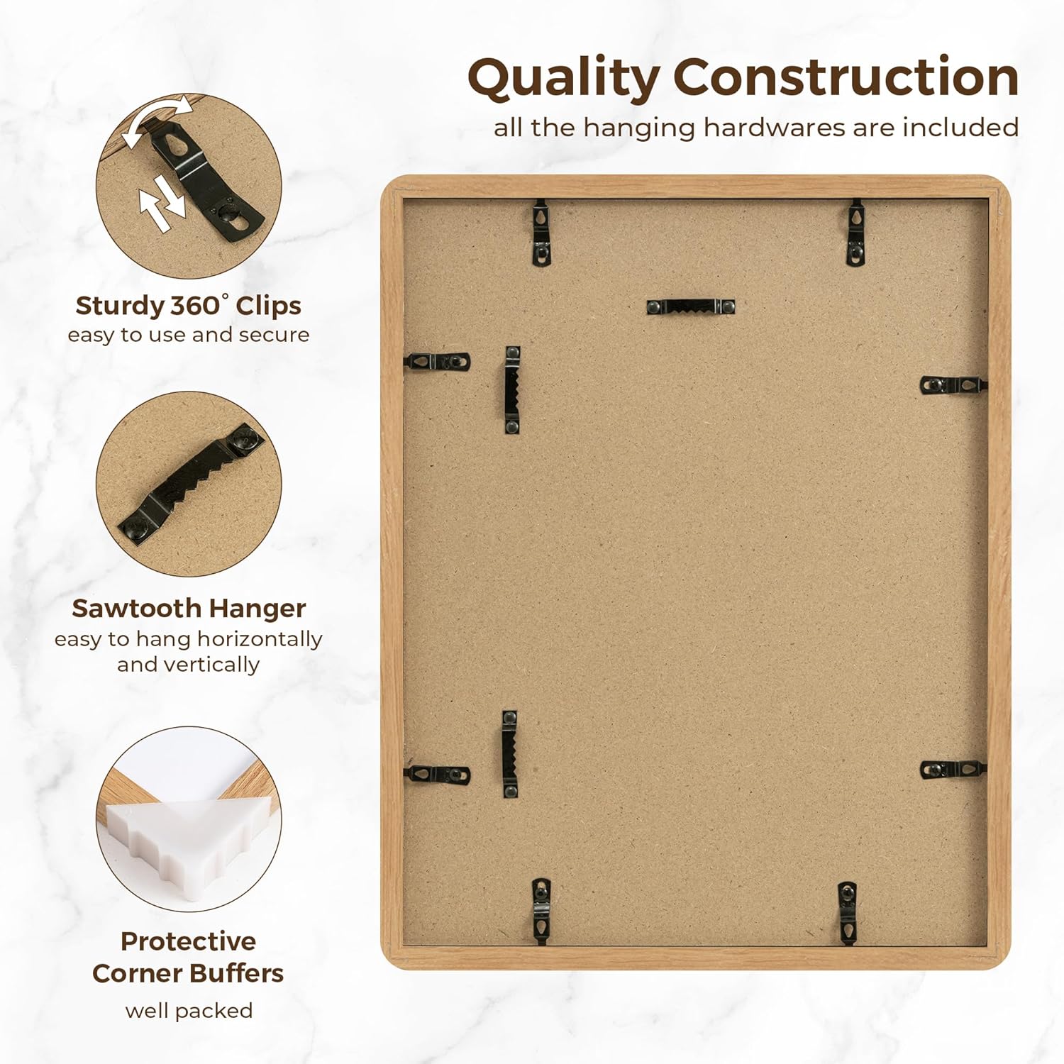 11x14 Picture Frame, Solid Oak Wood Frame 11 x 14 for Wall, Rustic Wooden Frames 11 by 14 with Tempered Glass, 11x14 Frame with Mat for 8x10, Home Decor Photo Frames 11"x14", Natural Oak Color, 1 Pack