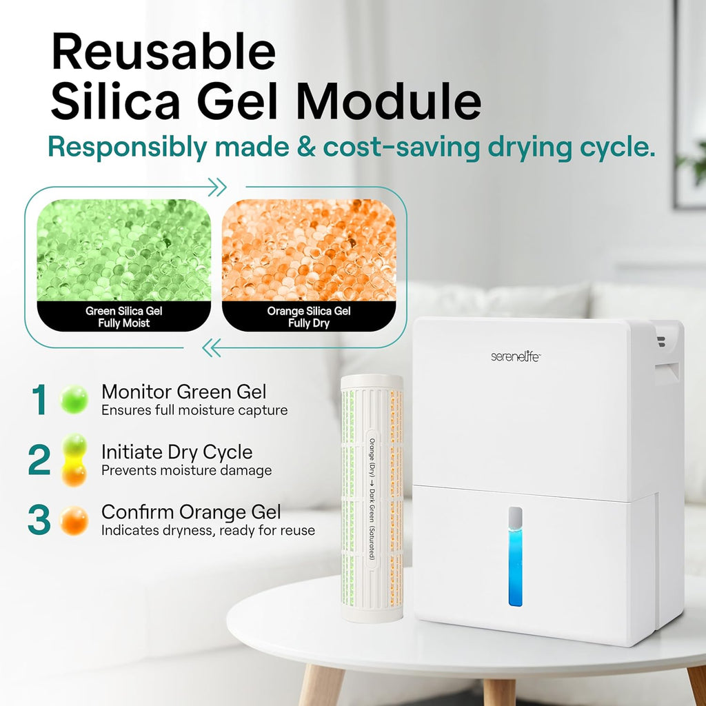 SereneLife Dehumidifiers for Home, 91 Oz Quiet Dehumidifier for Bedroom, Bathroom, Basement with Removable Cylinder For Closet, Timer, Sleep Mode & Smart Humidity Control, Covers 1500 Sq. Ft, White