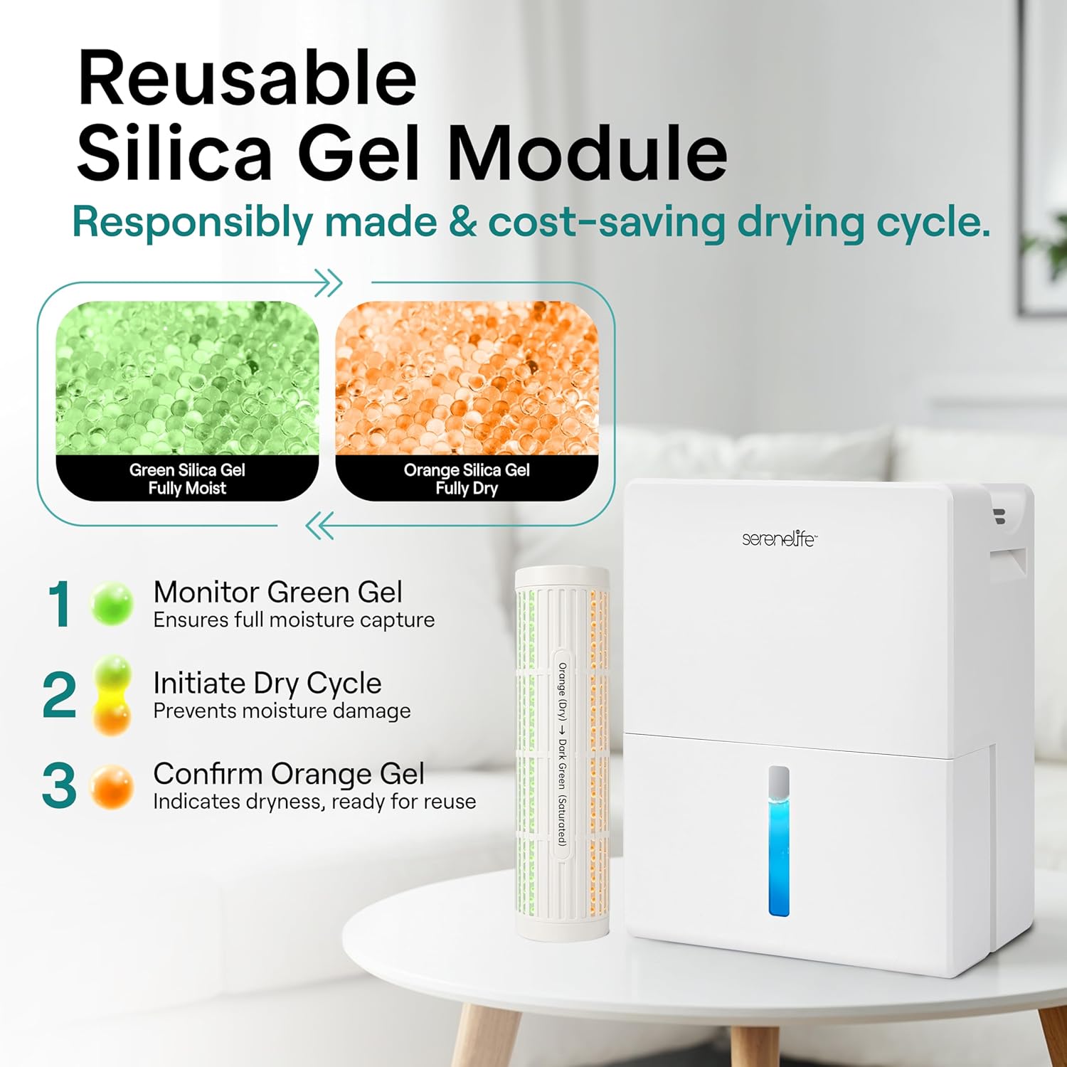 SereneLife Dehumidifiers for Home, 91 Oz Quiet Dehumidifier for Bedroom, Bathroom, Basement with Removable Cylinder For Closet, Timer, Sleep Mode & Smart Humidity Control, Covers 1500 Sq. Ft, White
