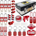JOJOMARK Lockout Tagout Kit Electrical Loto - Group Lockout Hasps, Lockout Tags, Safety Padlocks with Number, Nylon Ties with Tool Box