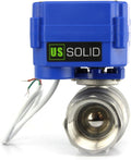 U.S. Solid Motorized Ball Valve- 1" Stainless Steel Ball Valve with Full Port, 9-24V AC/DC and 2 Wire Auto Return Setup