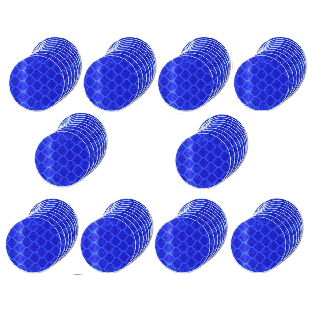 Non Fading Blue Reflective Stickers 1-inch Diameter Round Reflector, Outdoor Waterproof High Visibility Warning Adhesive Tape (100 Pcs)