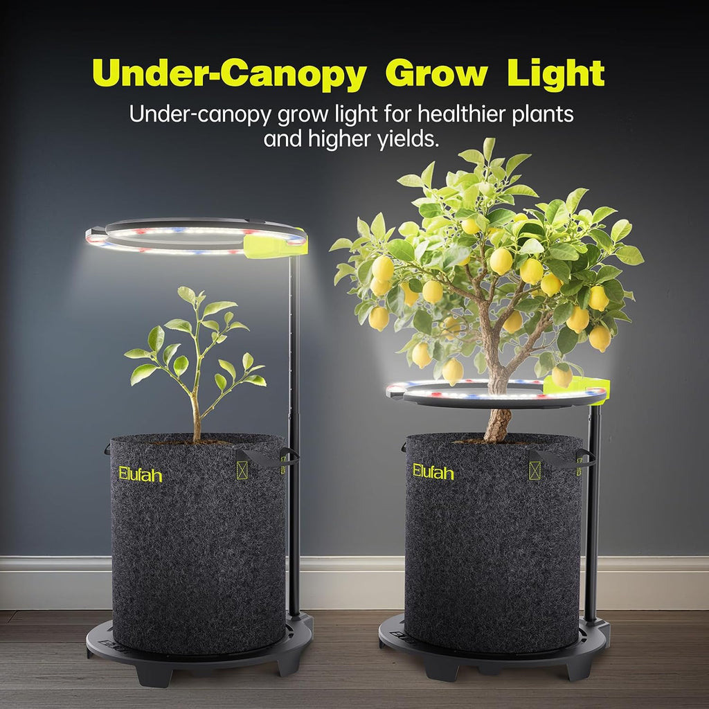 Saturn480 Under-Canopy Grow Light, 48W Full Spectrum LED Grow Lights for Indoor Plant Seeding Vege Boom, Adjustable Stand 12-22inch, 3-in-1 Controller Plant Light for 2x2/3x3 Grow Tents