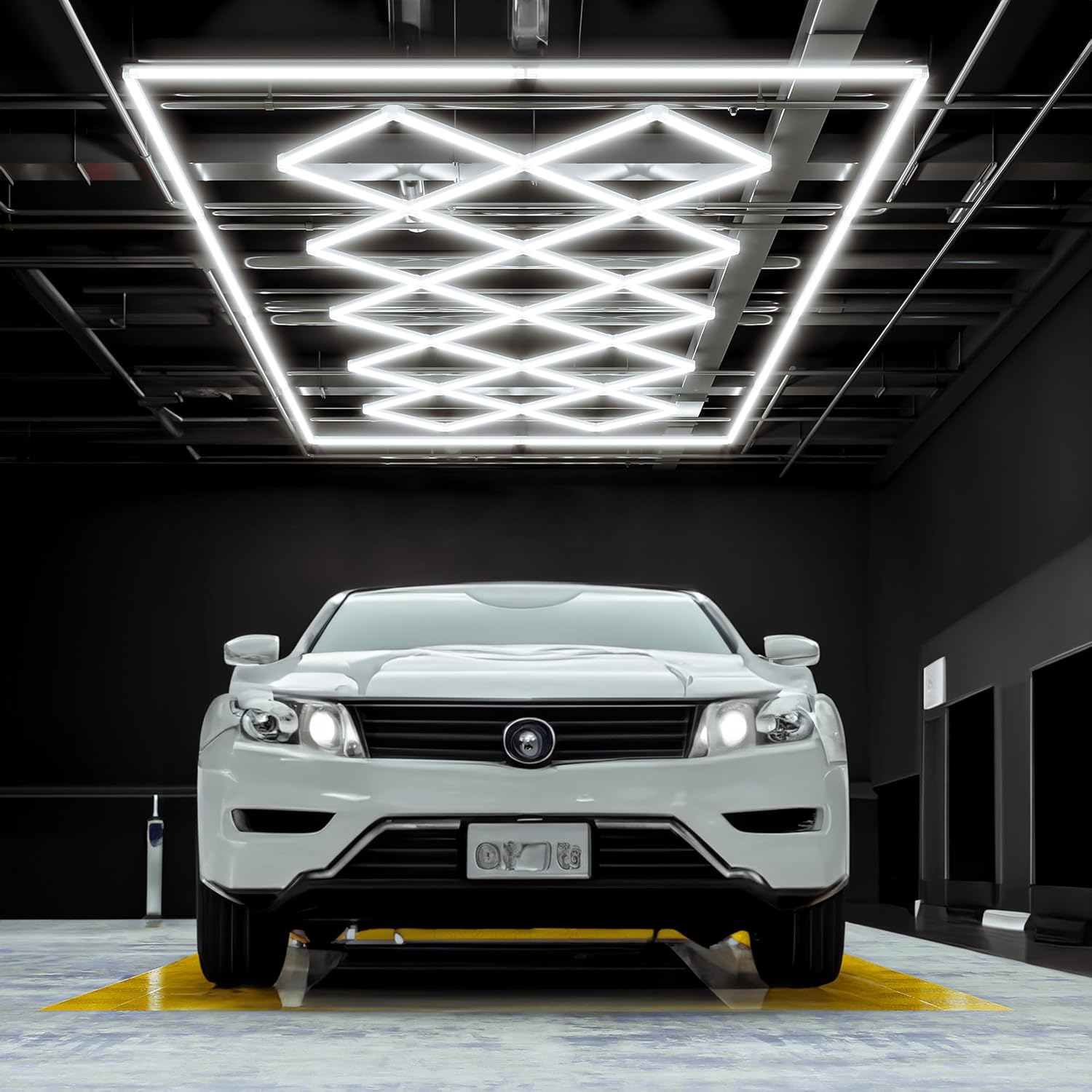 Neatfi LED Garage Lights, 56,320 Lumens, 6500K, 512W, Ultra-Bright Ceiling Lighting for Auto Shops, Car Detailing, Barber Shop, Beauty Salon, Warehouse, Basement, and Gym (Diamond Grid, White)