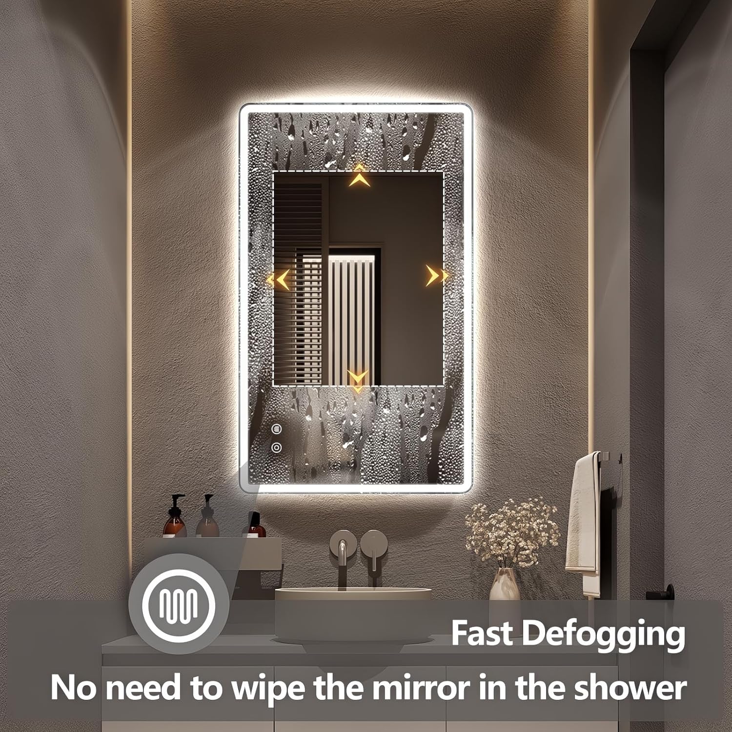 Niccy Led Mirror for Bathroom, 40"x24" Frameless Frontlit and Backlit Mirror for Wall Lighted Mirror with Bedroom 3 Color, Defogger, Explosion-Proof, HD Glass, IP65 Vanity Mirror Horizontal/Vertical