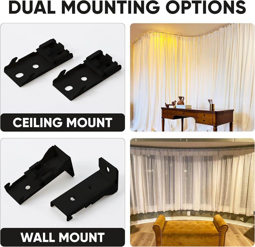 Aluminum Flexible Ceiling Curtain Track – 3ft-6.6ft / 2m Bendable Wall/Ceiling Mount Rail, Smooth Glide System for Bay Windows, RVs, Room Dividers, Showers – Easy Install & Custom Fit