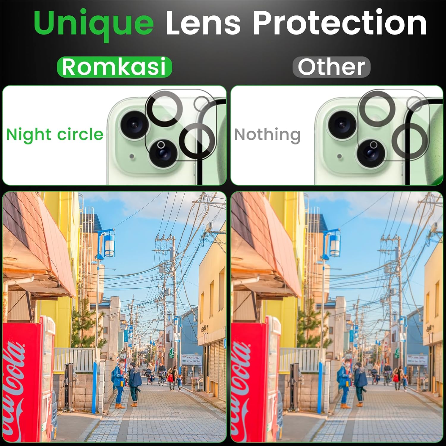 4 Pack Privacy Screen Protector for iPhone 15 6.1 Inch with 4 Pack Camera Lens Protector, Anti Spy Tempered Glass Film, Anti-Scratch, Touch Sensitive, Case Friendly