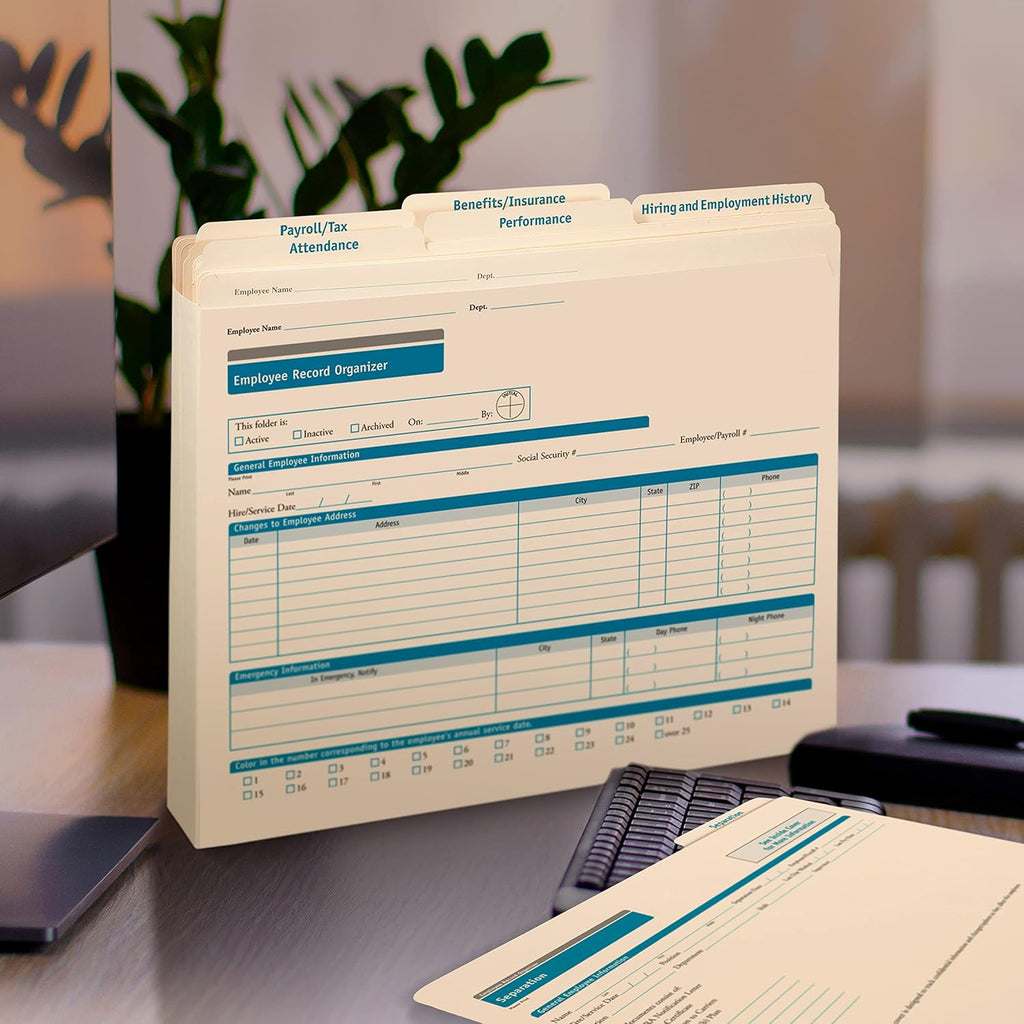 ComplyRight Expanded Employee Record Organizer and 6 Folders | 11.9” x 9.5” x 1.25” | HR and Employee Management | 25-Pack