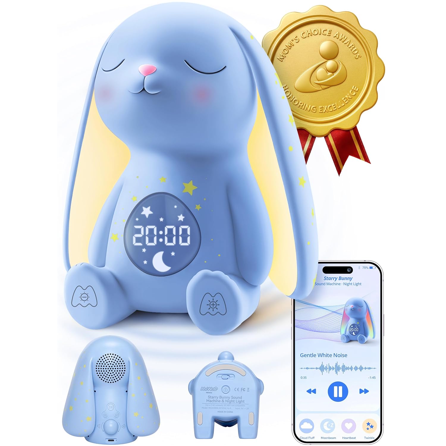 2025 Mom's Choice Awards | White Noise Sound Machine Baby – AI Cry Detection, 100 Soothing Sounds, App Control, Night Light, Sleep Trainer, Sound Machine for Sleep, Newborn Essentials, Alarm Clock