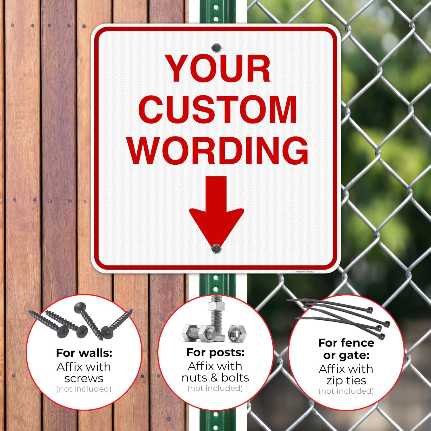 Custom Personalized, with Down Arrow Sign, 30x30 Inches, 3M EGP Reflective.080 Aluminum, Fade Resistant, Made in USA,