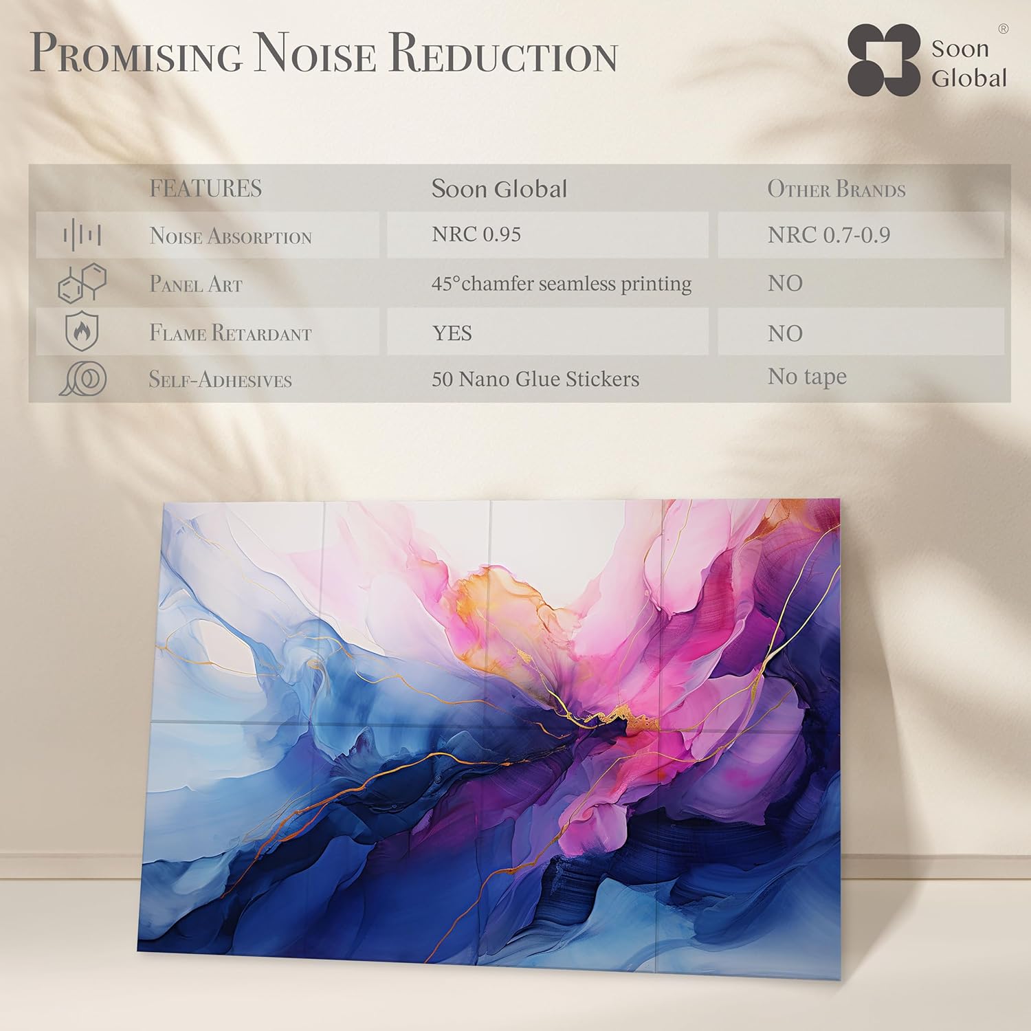 8-Pack Acoustic Panels, Soundproof Wall Panels, 48 X 32 Inches Sound Absorbing Panels, Decorative Acoustical Wall Panels, Acoustic Treatment for Recording Studio, Opulence