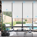 SmartWings Motorized Smart Blinds with Remote, Custom Automatic 100% Blackout Roller Shade Compatible with Alexa/Homekit/Google, Electric Smart Blinds for Indoor Windows, Safari White