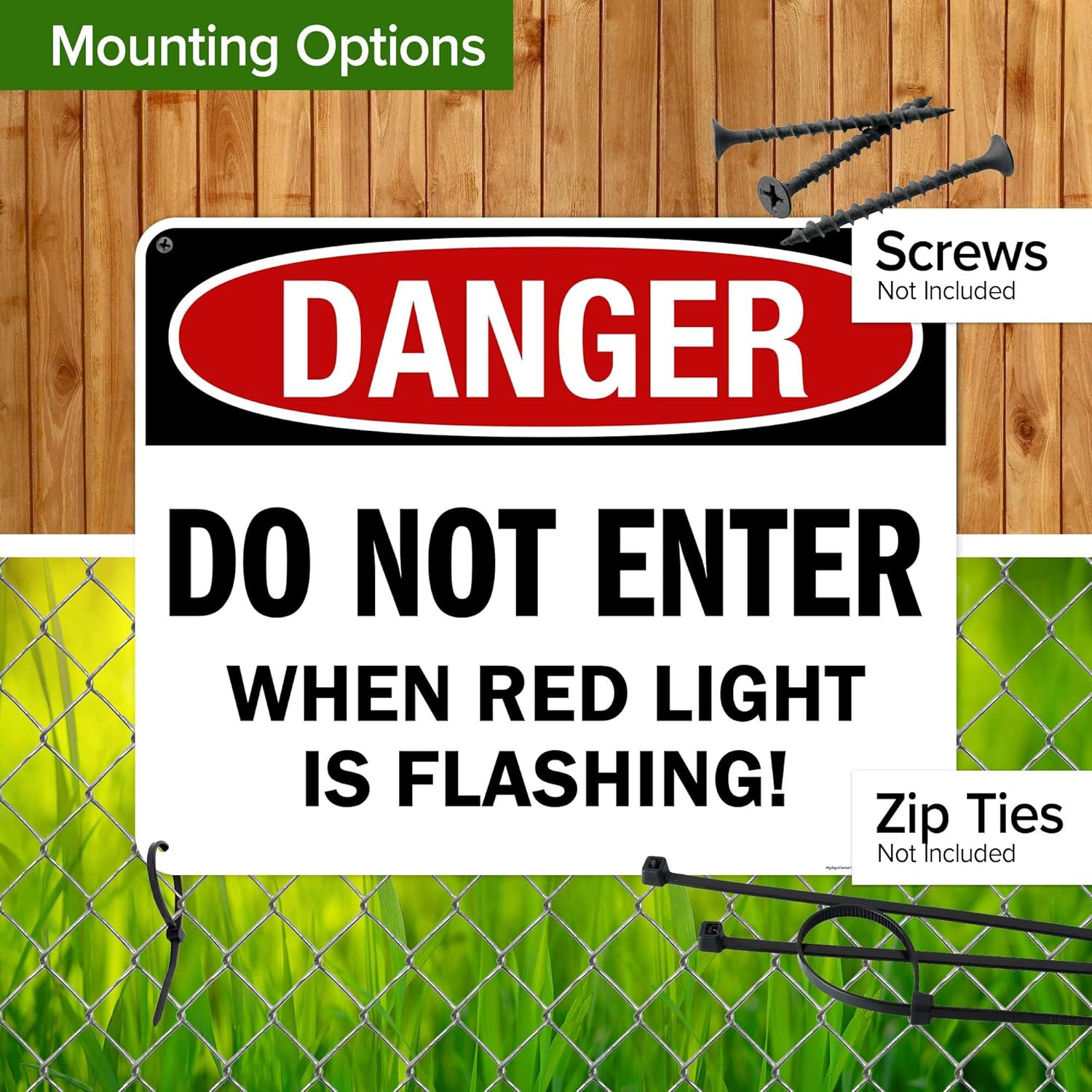 Danger Do Not Enter When Red Light is Flashing Sign, 24x30 Inches, 55 mil thick HDPS (high density polystyrene), Made in USA by My Sign Center