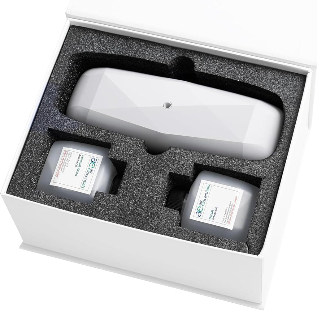 Air Esscentials The Diamond Gift Set, Smart Scent Air Machine Luxury Kit, Waterless Fragrance Oil Diffuser with 2 Scents & Bluetooth Control, Santal & Sensual Wood, White
