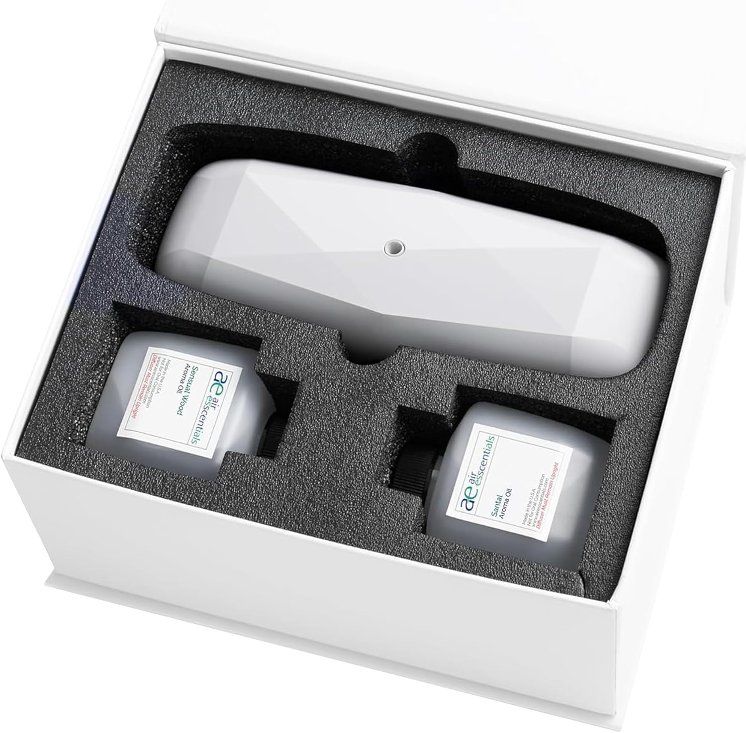 Air Esscentials The Diamond Gift Set, Smart Scent Air Machine Luxury Kit, Waterless Fragrance Oil Diffuser with 2 Scents & Bluetooth Control, Santal & Sensual Wood, White