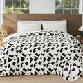 Cow Print Electric Heated Blanket Queen Size,84X90 Black Heating Blanket Queen with Dual Control&Timer&10 Heat Levels,Cute Cow Decor Sherpa Blankets Warmer Gifts for Bed Women Adults