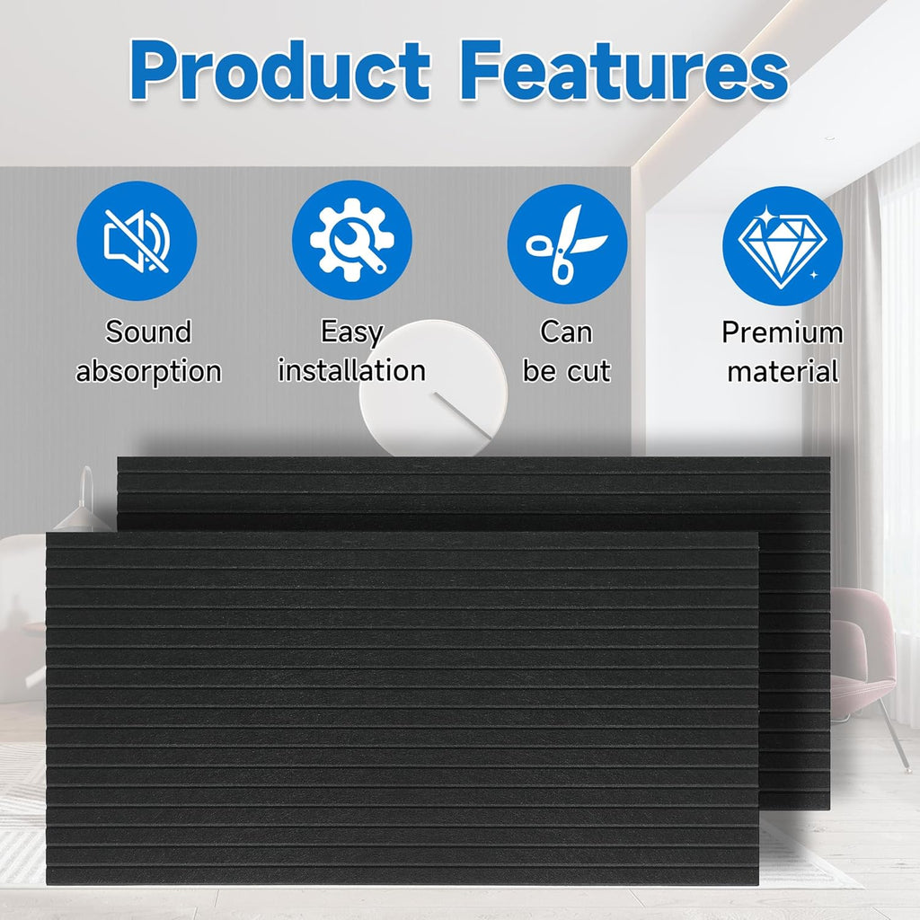 10 Pack Large Acoustic Wall Panels 47.2 x 23.6 x 0.4 Inch Sound Proof Sound Absorbing Polyester Fiber Panels Self-Adhesive Decorative Acoustic Panels for Home Studio, Office, Recording