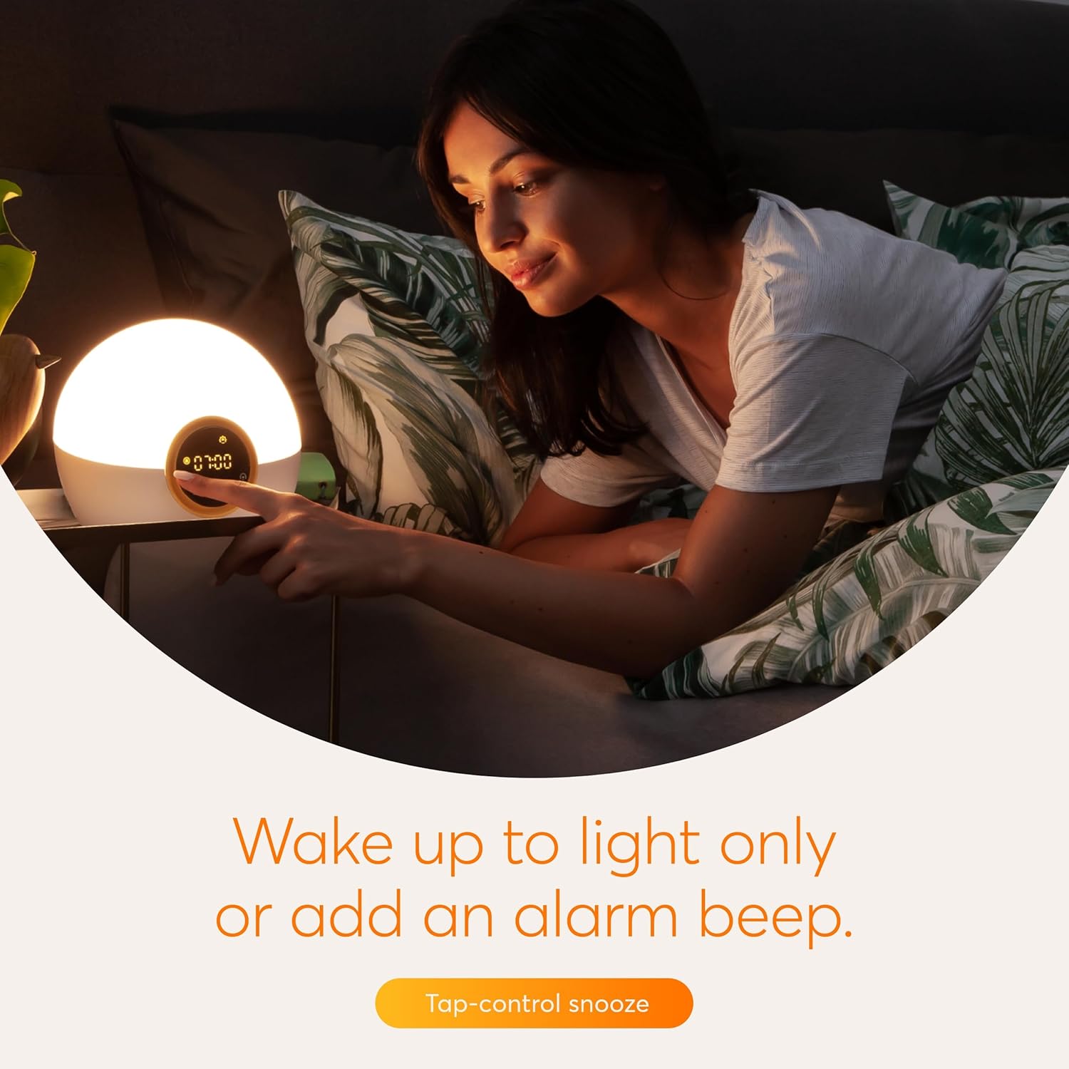 Lumie Bodyclock Rise 100 - LED Wake-Up Light Alarm Clock with Realistic Sunrise and Sunset, Dimmable, White/Yellow