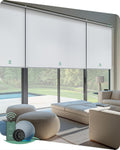 Yoolax Smart Coupled Roller Shades Compatible with Alexa Google, Motorized Blinds with Remote Blackout Coupled Roller Shades for X-Large Windows, Custom Size (XL Coupled-White)