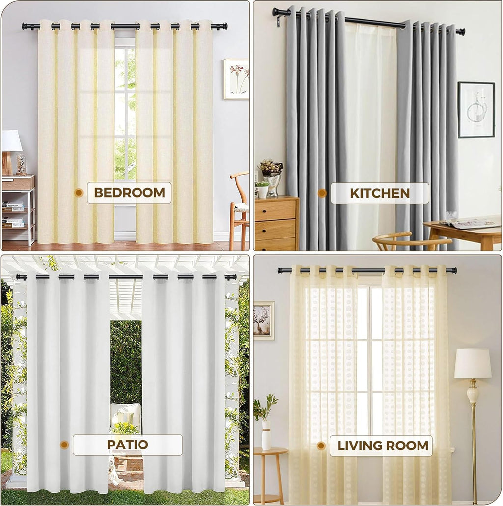 TONIAL Curtain Rod 32 to 86 Inch(2.6-7.2ft), Telescoping Splicing Drapery Rods for Windows 54 to 82 Inch(4.5-6.8ft), Decorative 3/4 Single Rod with Small Cap Finial, Black