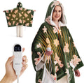 Bedsure Heated Blanket Wearable Shawl - Electric Wrap Poncho Blanket Hoodie Adult as Christmas Winter Gifts for Women, Warm Sherpa Heating Throw,Auto Shut Off, 55x64 in, Green Gingerbread Man Pattern