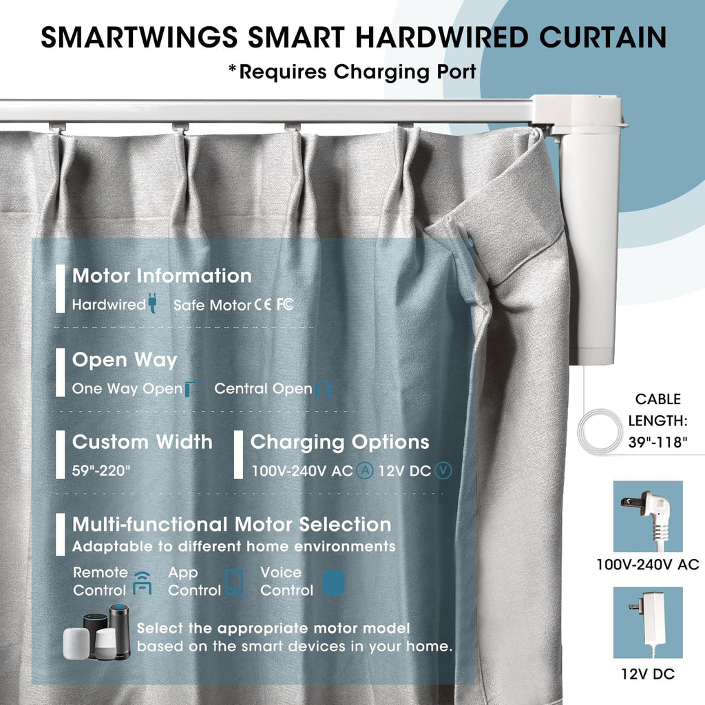 SmartWings Automatic Curtain Opener with Drapery, Motorized Vertical Blinds with Remote, Electric Closet Doors Sliding Panels Compatible with Alexa Google Homekit, 90% Blackout Sierra Grey