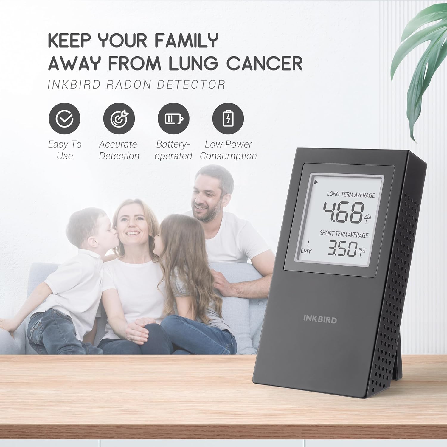 INKBIRD Radon Detector for Home | Radon Tester with Short & Long Term Monitoring | 3 AAA Battery Operated | USA Version Pci/L