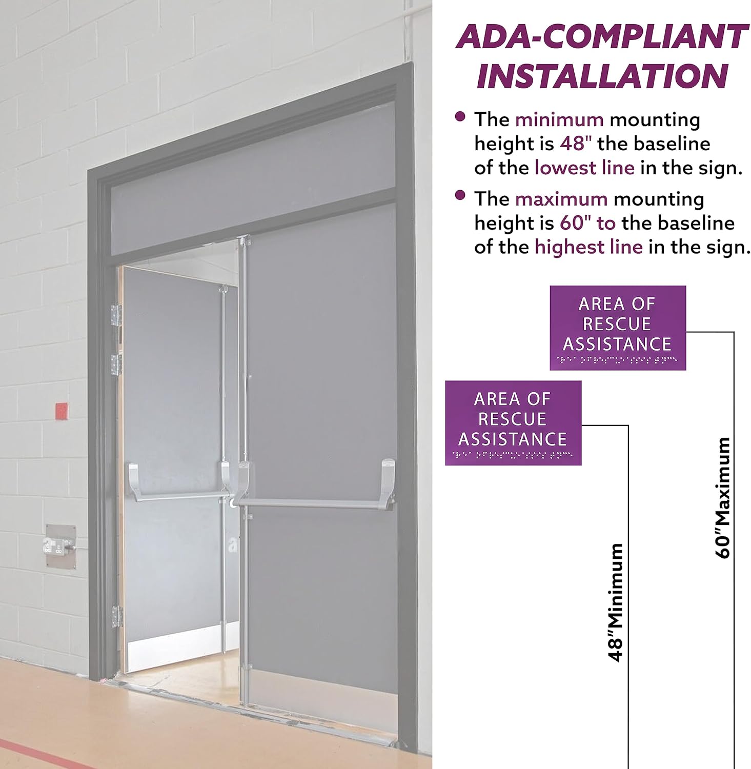 6" X4" Area of Rescue Assistance Sign- Tactile Graphics Grade 2 Braille Text ADA Compliant Sign |ADA Compliant Plastic Signs for Schools, Offices, Businesses, Apartments & Restaurants