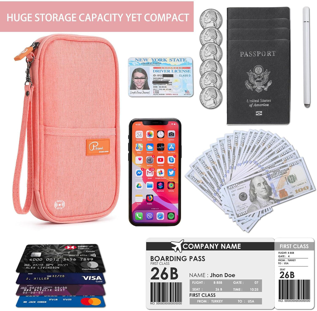 VanFn RFID Travel Passport Wallet, Family Passport Holder, Trip Document Organizer P.Travel Series