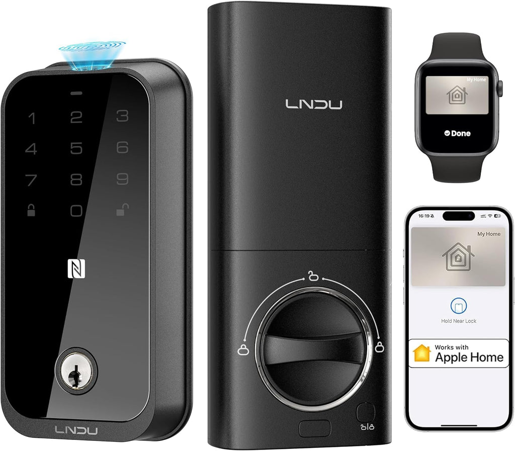 Smart Lock for Front Door HK01: Apple Home Ecosystem Fingerprint Keyless Door Lock, Supports Apple Home, App Remote Control Keypad Door Lock, Easy Installation Auto-Lock