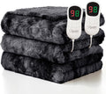 Homemate Electric Heated Blanket Queen Size - 84"x90" Heating Blanket Queen Size Dual Control 1/2/4/6/8 Hours Auto-Off 10 Heat Level Over-Heat Protection Luxury Faux Fur Sherpa ETL Certification