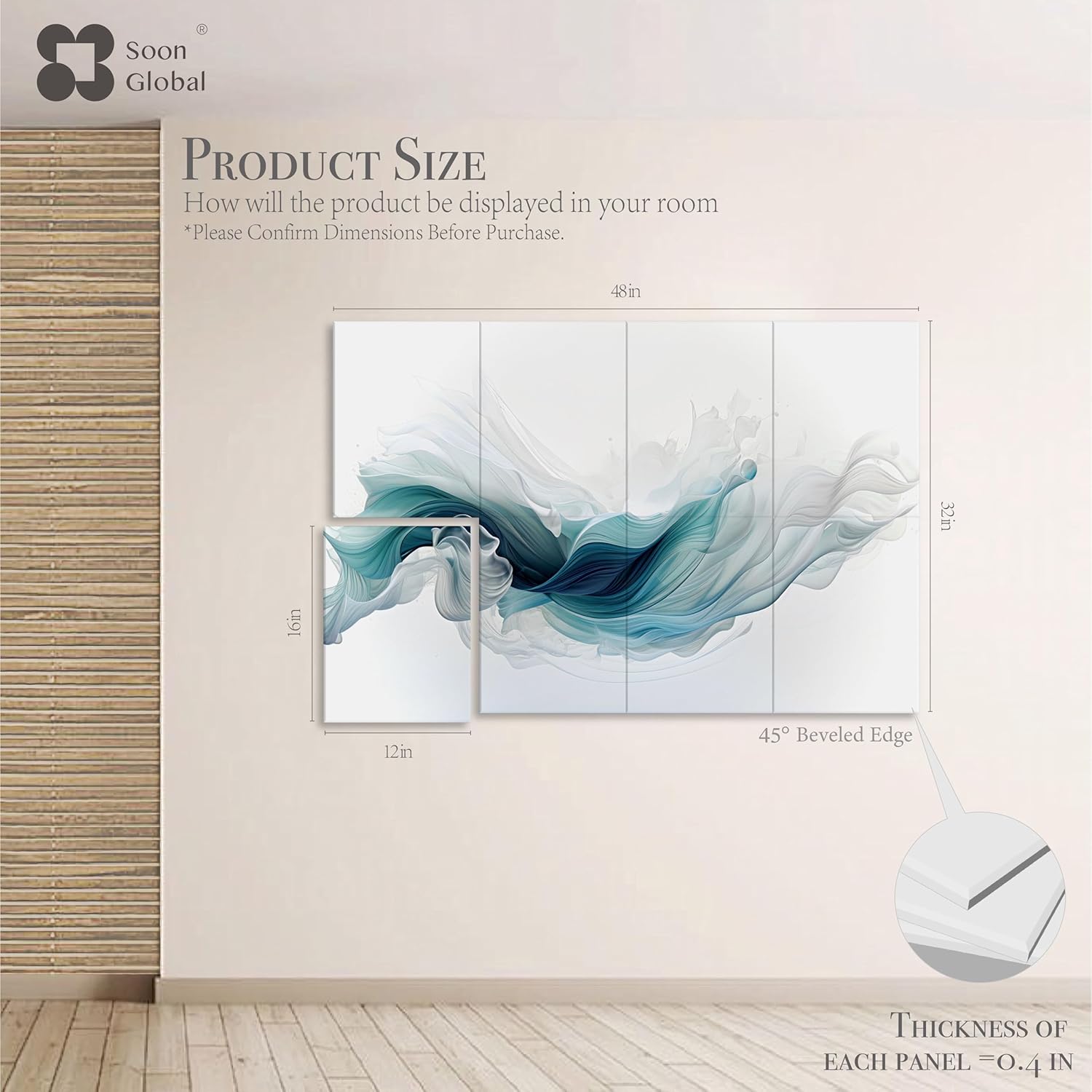 8-Pack Acoustical Wall Panels,48 X 32 Inches Sound Absorbing Panels, Decorative Acoustical Wall Panels, Acoustic Treatment for Recording Studio, Ethereal Illumination