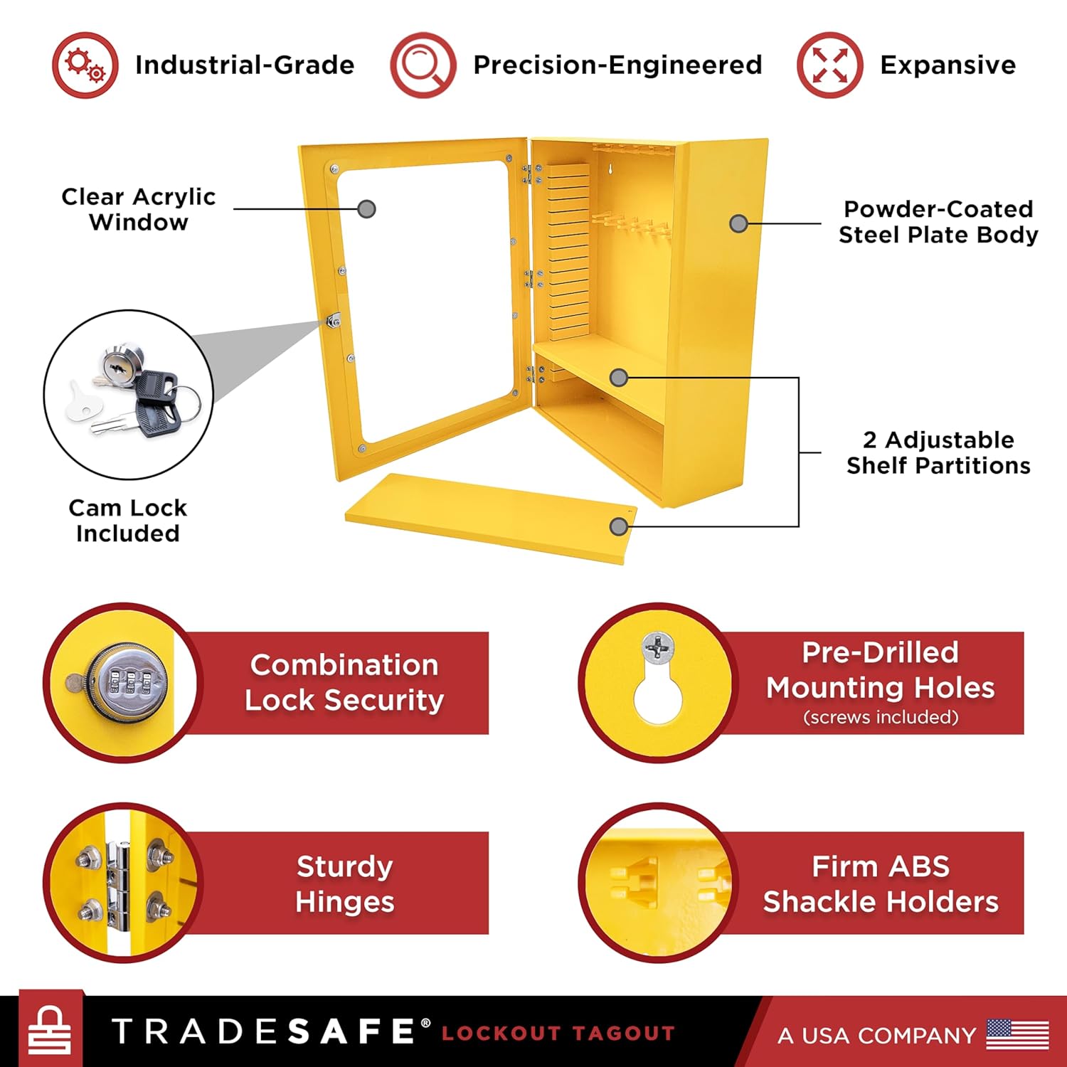TRADESAFE Lockout Tagout Cabinet, Lock Out Tag Out Station Unfilled - No Loto Devices Included, Wall-Mountable Lockout Tagout Station Cabinet, Loto Box 18-7/8 x 7 x 23-5/8 inches