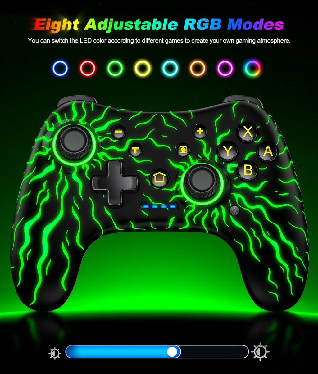 Switch Controller, Wireless Switch Controller Compatible with Nintendo Switch 2/Swicth Controller/Lite/OLED, Wireless Switch Controllers Work with iOS/Android/PC with RGB Light, Programmable, TURBO & Wakeup