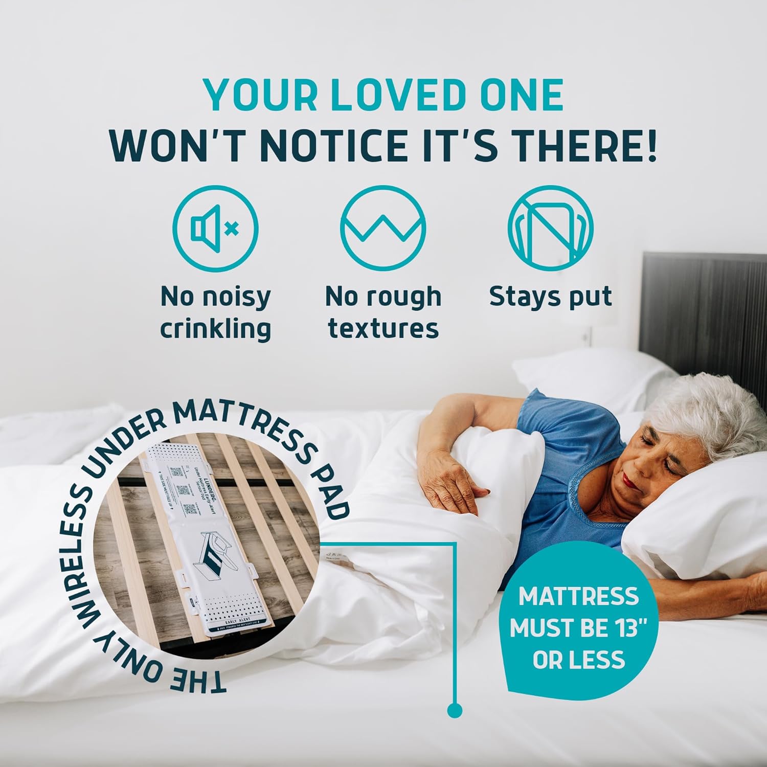 Lunderg Under Mattress Bed Alarm for Elderly Adults & Chair Alarm Set - Wireless Early-Alert Mattress Pad, Chair Pad & Pager - Bed Alarms and Fall Prevention for Elderly and Dementia Patients